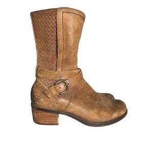 UGG Australia Lula Mae Short Suede Leather Boots 6.5 Chestnut Brown 1004171